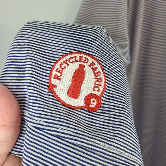 Oobe Chick-Fil-A Mens XL Uniform Blue Striped Polo Recycled Fabric Workwear - Picture 4 of 9